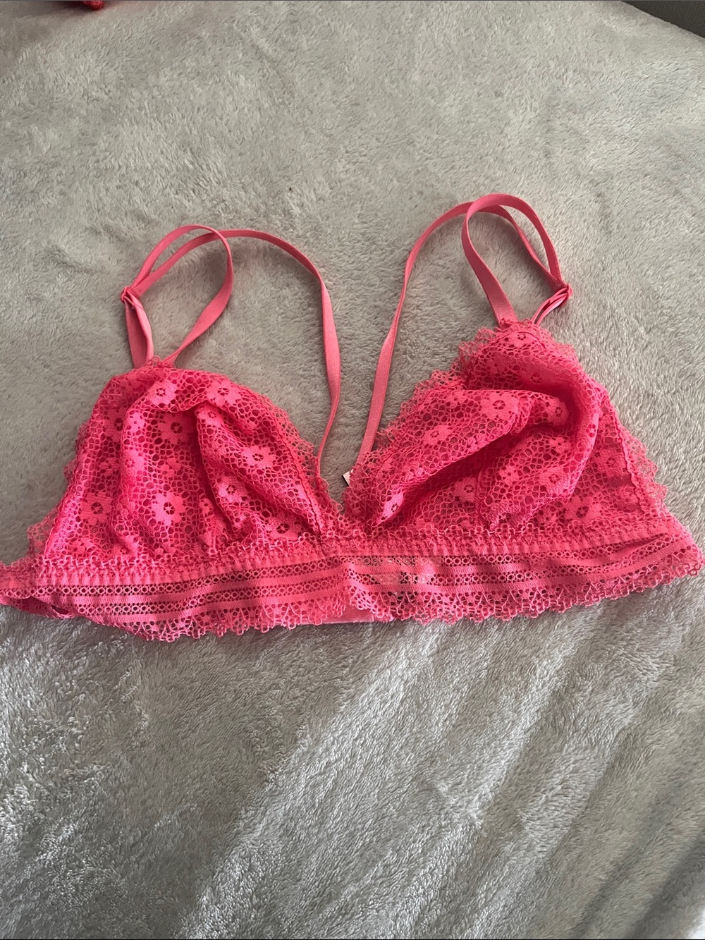 Victoria's Secret Floral Lace Bralette in Bright Pink
